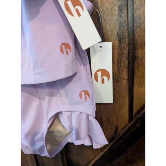 NWT Honey Mark 2-piece Swimsuit Girls Size 9/10 Ruffles Solid Lavender Tankini - Picture 4 of 5